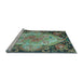 Sideview of Machine Washable Medallion Light Blue French Rug, wshtr934lblu