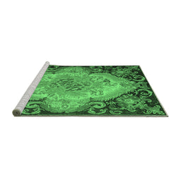 Sideview of Machine Washable Medallion Emerald Green French Area Rugs, wshtr934emgrn