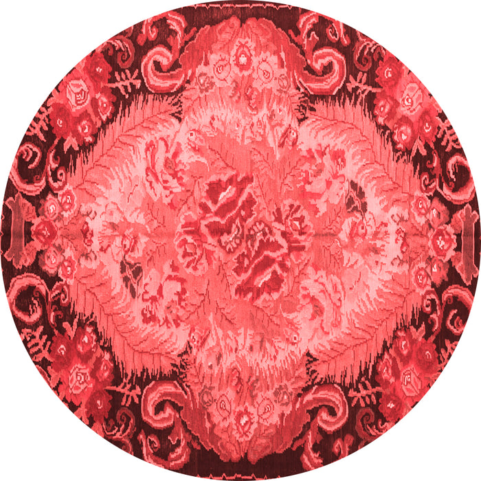 Machine Washable Medallion Red French Rug, wshtr934red