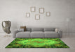 Machine Washable Medallion Green French Area Rugs in a Living Room,, wshtr934grn