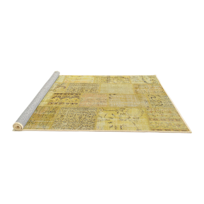 Sideview of Machine Washable Traditional Chrome Gold Yellow Rug, wshtr935