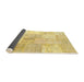 Sideview of Traditional Chrome Gold Yellow Patchwork Rug, tr935