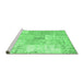 Sideview of Machine Washable Patchwork Emerald Green Transitional Area Rugs, wshtr935emgrn