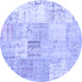 Round Patchwork Blue Transitional Rug, tr935blu