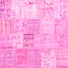 Square Machine Washable Patchwork Pink Transitional Rug, wshtr935pnk