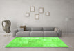 Machine Washable Patchwork Green Transitional Area Rugs in a Living Room,, wshtr935grn