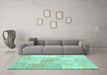 Machine Washable Patchwork Light Blue Transitional Rug in a Living Room, wshtr935lblu