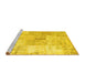 Sideview of Machine Washable Patchwork Yellow Transitional Rug, wshtr935yw