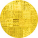 Round Patchwork Yellow Transitional Rug, tr935yw