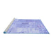 Sideview of Machine Washable Patchwork Blue Transitional Rug, wshtr935blu