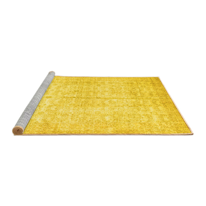 Sideview of Machine Washable Persian Yellow Traditional Rug, wshtr936yw