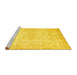 Sideview of Machine Washable Persian Yellow Traditional Rug, wshtr936yw