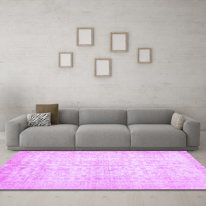 Machine Washable Persian Purple Traditional Area Rugs in a Living Room, wshtr936pur