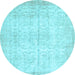 Round Persian Light Blue Traditional Rug, tr936lblu