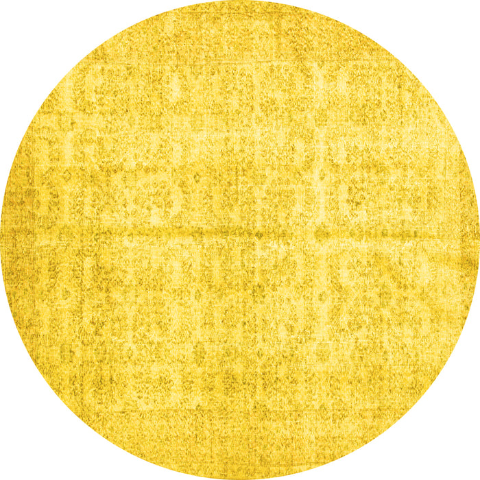 Round Persian Yellow Traditional Rug, tr936yw