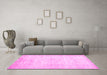 Machine Washable Persian Pink Traditional Rug in a Living Room, wshtr936pnk