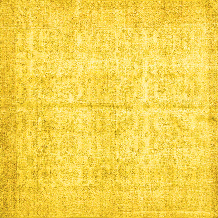 Square Machine Washable Persian Yellow Traditional Rug, wshtr936yw