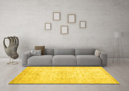 Machine Washable Persian Yellow Traditional Rug in a Living Room, wshtr936yw