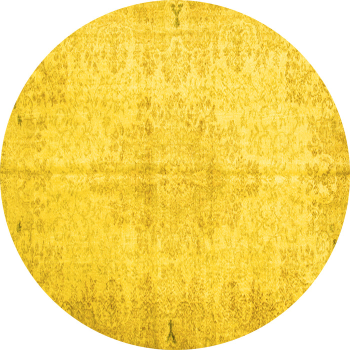 Round Persian Yellow Traditional Rug, tr937yw
