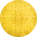 Round Persian Yellow Traditional Rug, tr937yw