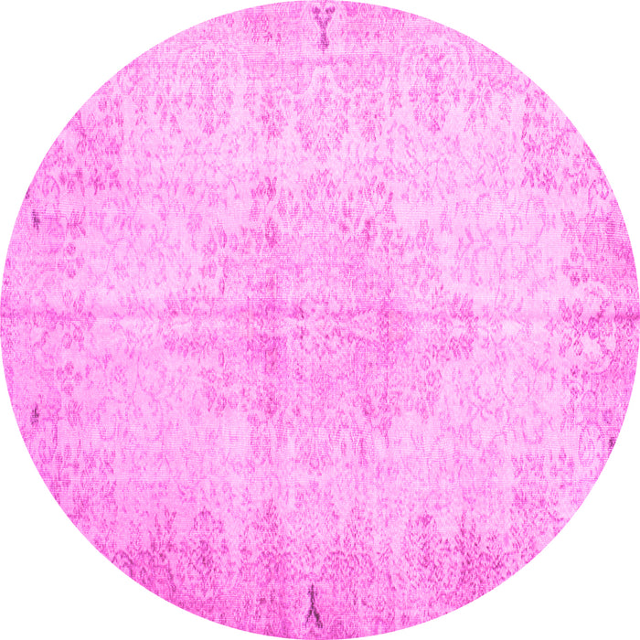 Round Machine Washable Persian Pink Traditional Rug, wshtr937pnk