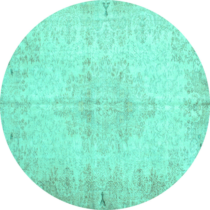 Round Machine Washable Persian Turquoise Traditional Area Rugs, wshtr937turq