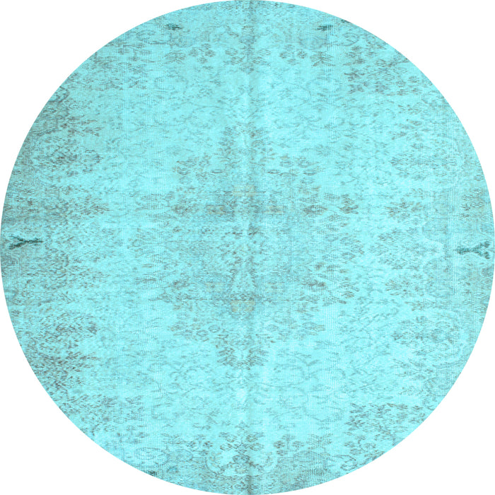 Round Machine Washable Persian Light Blue Traditional Rug, wshtr937lblu