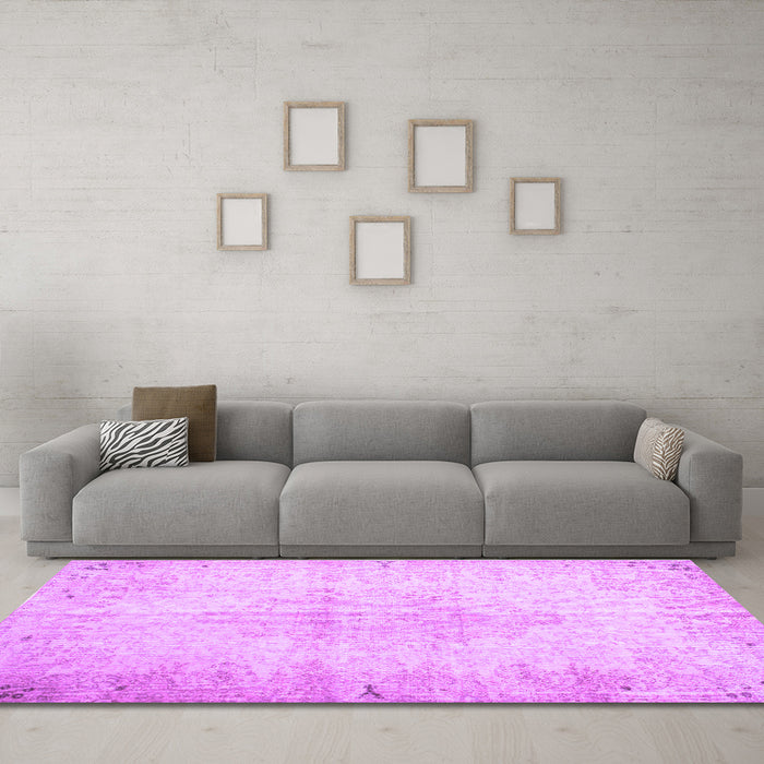 Machine Washable Persian Purple Traditional Area Rugs in a Living Room, wshtr937pur