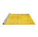 Sideview of Machine Washable Persian Yellow Traditional Rug, wshtr937yw