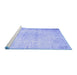 Sideview of Machine Washable Persian Blue Traditional Rug, wshtr937blu