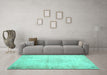 Machine Washable Persian Turquoise Traditional Area Rugs in a Living Room,, wshtr937turq