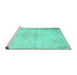 Sideview of Machine Washable Persian Turquoise Traditional Area Rugs, wshtr937turq