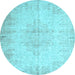 Round Persian Light Blue Traditional Rug, tr937lblu