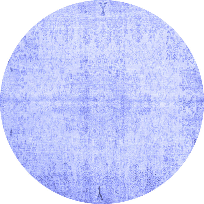 Round Machine Washable Persian Blue Traditional Rug, wshtr937blu