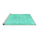 Sideview of Machine Washable Persian Turquoise Traditional Area Rugs, wshtr938turq