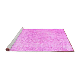 Sideview of Machine Washable Persian Pink Traditional Rug, wshtr938pnk