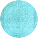 Round Machine Washable Persian Light Blue Traditional Rug, wshtr938lblu