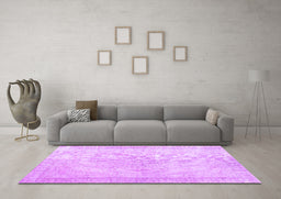 Machine Washable Persian Purple Traditional Area Rugs in a Living Room, wshtr938pur
