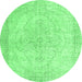 Round Persian Emerald Green Traditional Rug, tr938emgrn