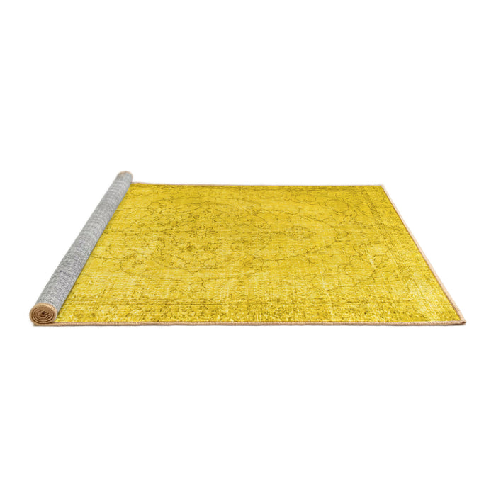 Sideview of Machine Washable Persian Yellow Traditional Rug, wshtr938yw
