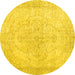 Round Persian Yellow Traditional Rug, tr938yw
