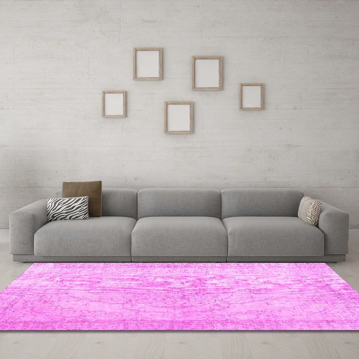 Machine Washable Persian Pink Traditional Rug in a Living Room, wshtr938pnk