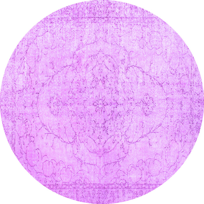 Round Machine Washable Persian Purple Traditional Area Rugs, wshtr938pur