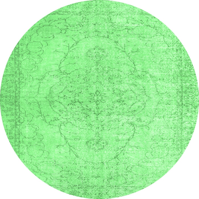 Round Machine Washable Persian Emerald Green Traditional Area Rugs, wshtr938emgrn