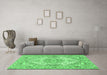 Machine Washable Persian Emerald Green Traditional Area Rugs in a Living Room,, wshtr939emgrn