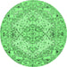 Round Persian Emerald Green Traditional Rug, tr939emgrn