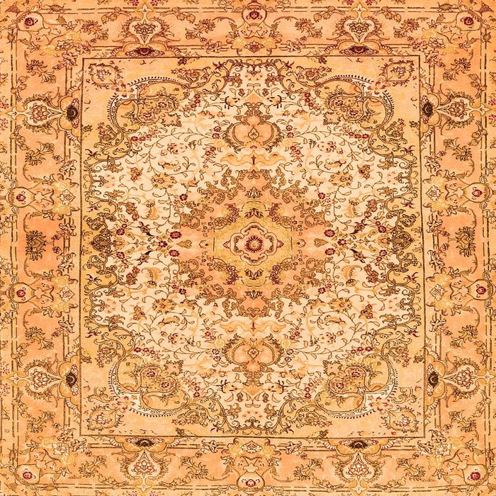 Round Machine Washable Persian Orange Traditional Area Rugs, wshtr939org