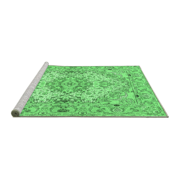 Sideview of Machine Washable Persian Emerald Green Traditional Area Rugs, wshtr939emgrn