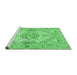 Sideview of Machine Washable Persian Emerald Green Traditional Area Rugs, wshtr939emgrn