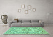 Machine Washable Persian Turquoise Traditional Area Rugs in a Living Room,, wshtr939turq